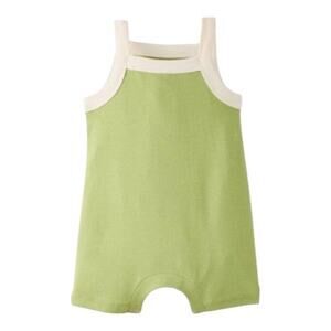 Hanna Andersson Cotton Rib Knit Baby Romper Green Sleeveless One-Piece NWT | 2T